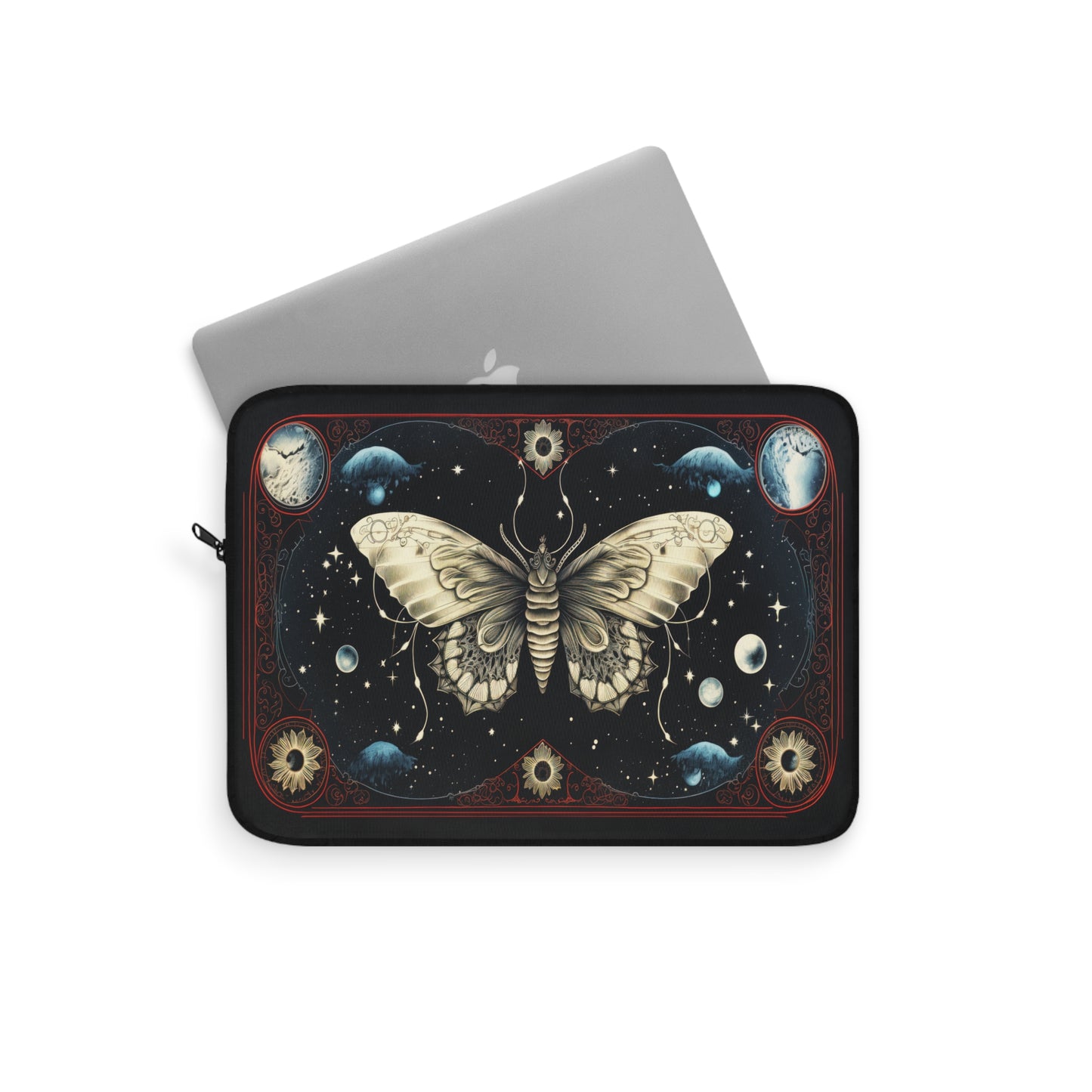 Fantasy Death Moth and Celestial Planets  - Laptop or Ipad Protective Sleeve 3 Sizes