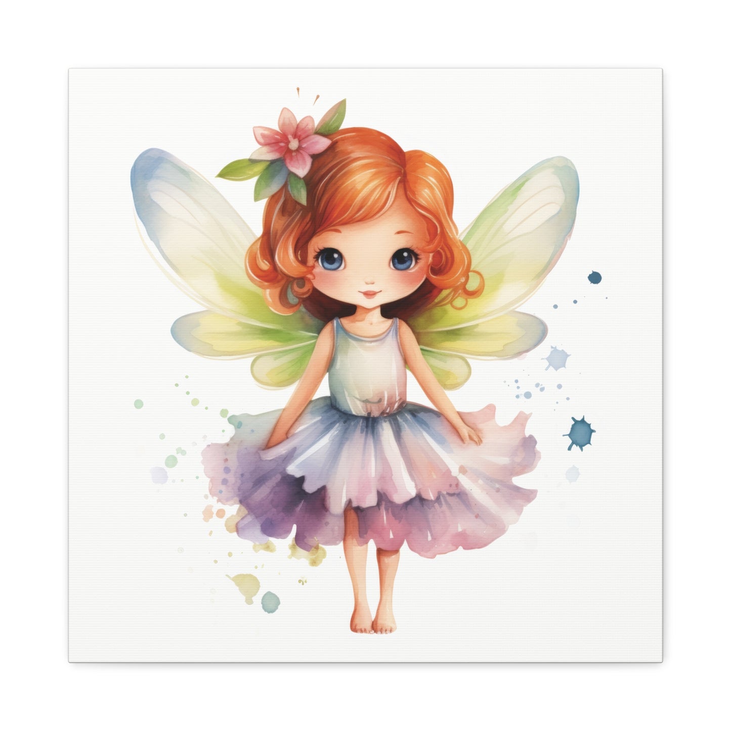 Watercolor Portrait of an Irish Red-Haired Little Girl as a Fairy Ballerina on Canvas Gallery - 5 Sizes