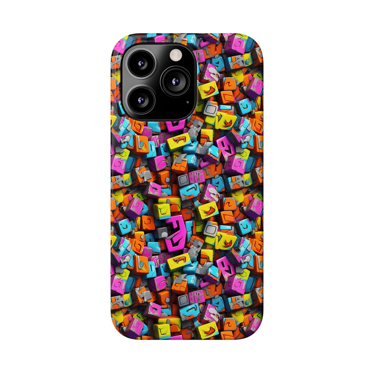 3D Abstract Colorful Block Design Iphone 15-12 Slim Phone Case