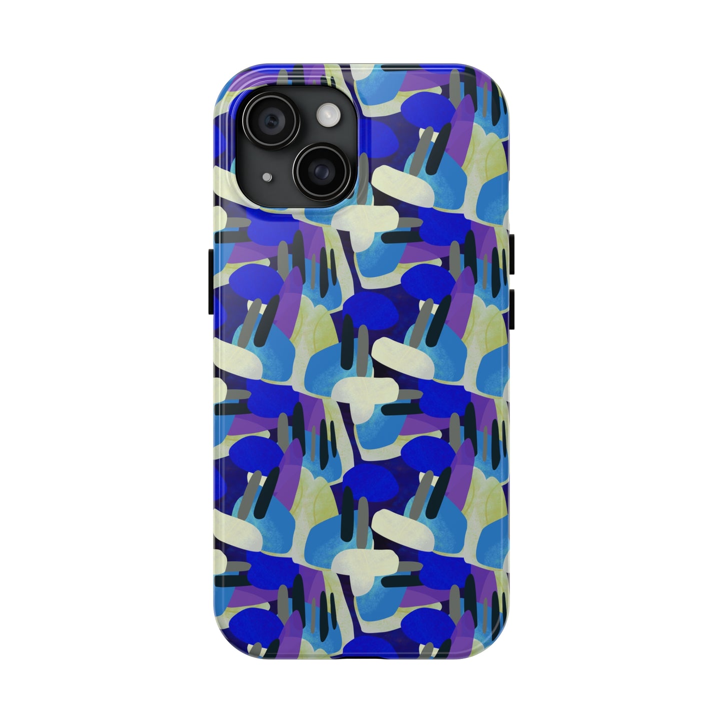 Blue, Purple and Green Abstract Design Iphone Tough Phone Case