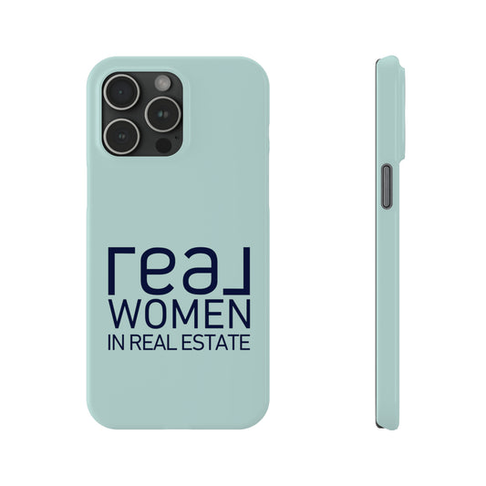 Seaglass Teal (Navy Text)- REAL WOMEN IN REAL ESTATE Iphone 15-12 Slim Phone Case