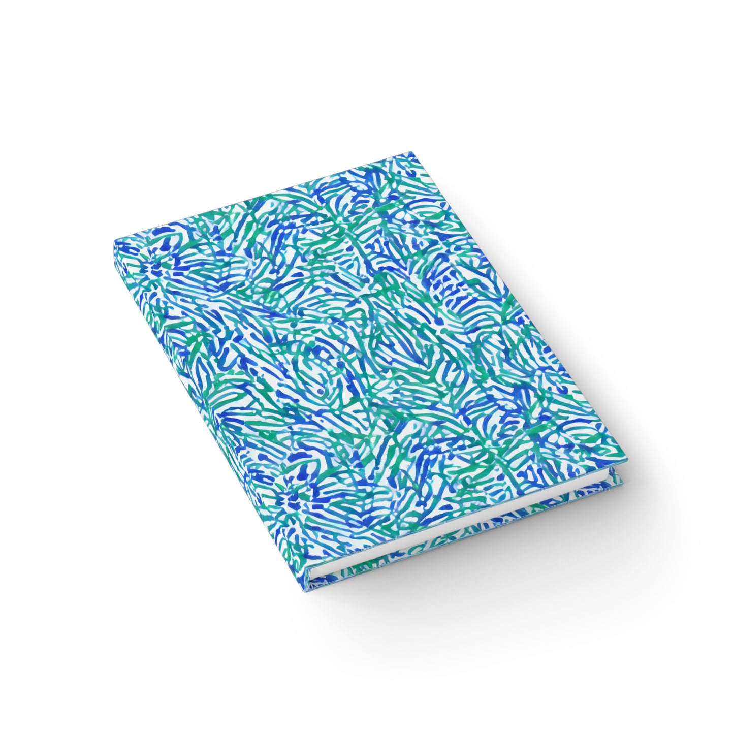 Tropical Fusion: Abstract Palm Leaves in Lime Green and Blue Hues Hardcover Ruled Line Journal