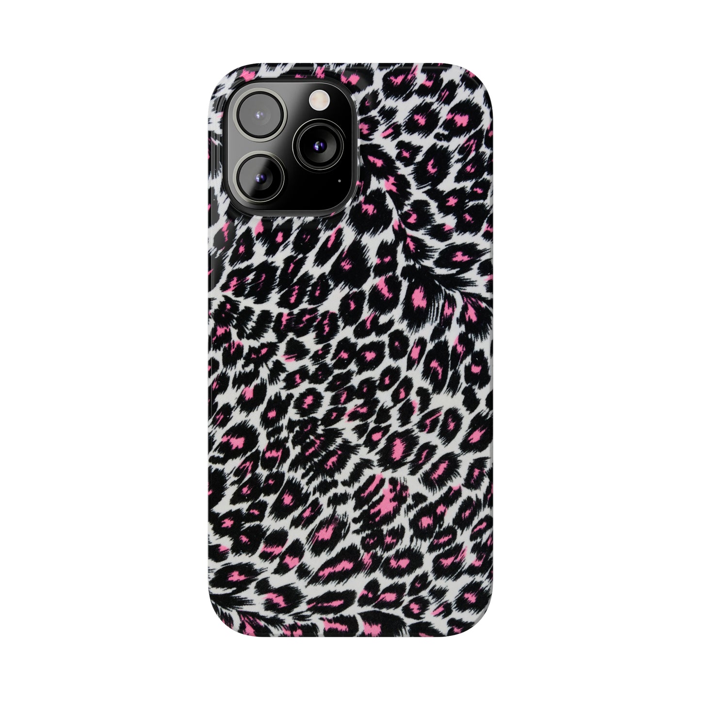 Fierce Femininity Pink and Black Leopard Print Iphone 15-12 Slim Phone Case