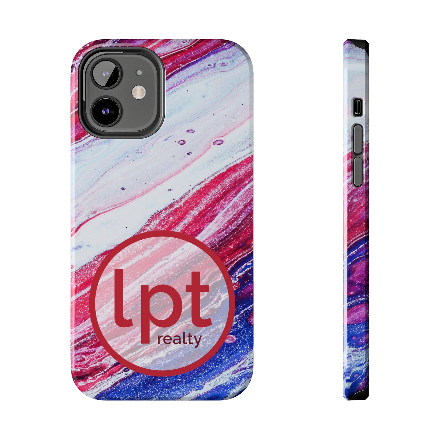 LPT Realty Logo -  Red White and Blue Alcohol Ink Design Iphone Tough Phone Case