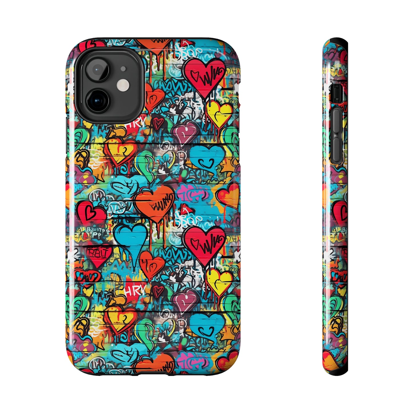 Street Art Graffiti Hearts Design Iphone Tough Phone Case