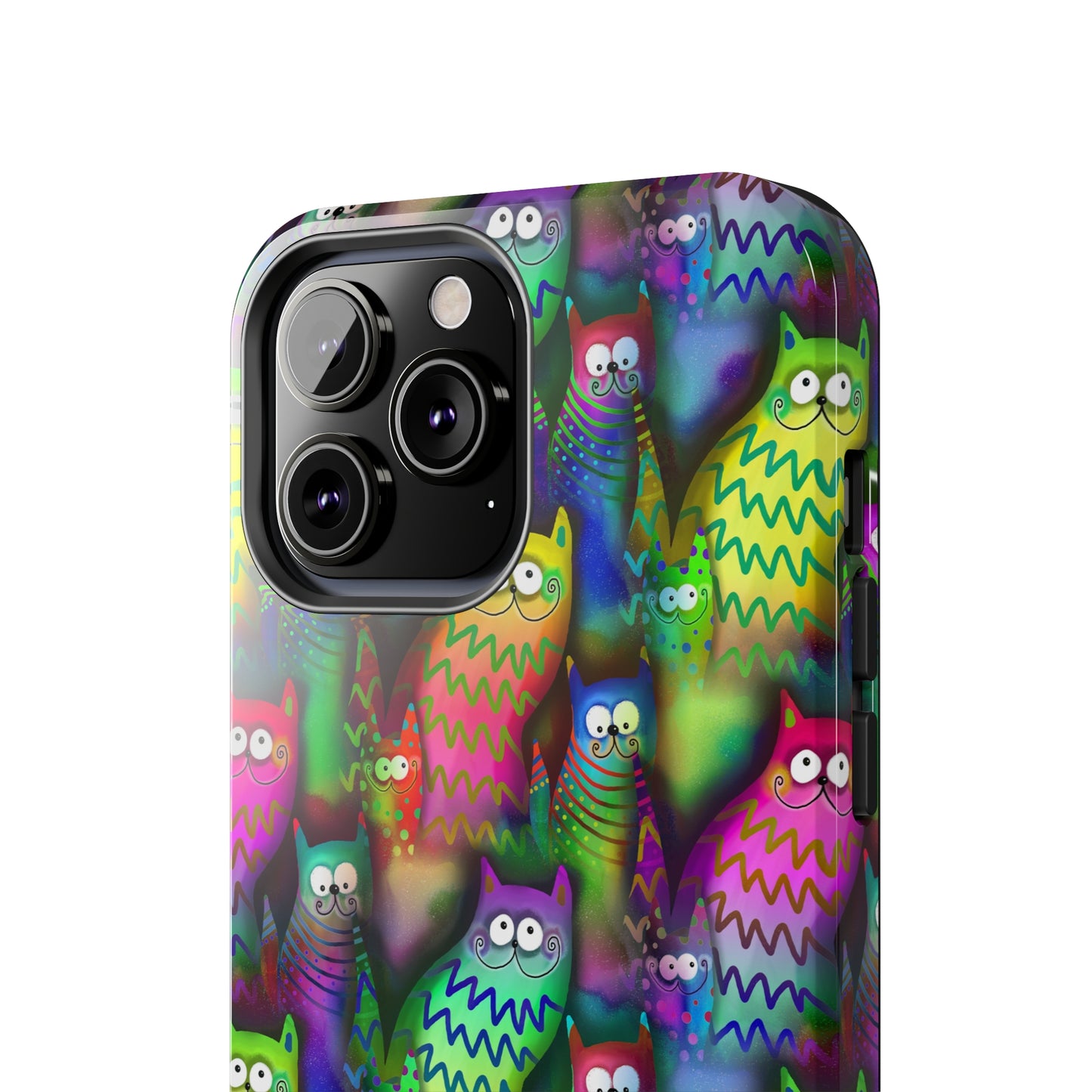 Neon Rainbow Cartoon Cats Iphone Tough Phone Case