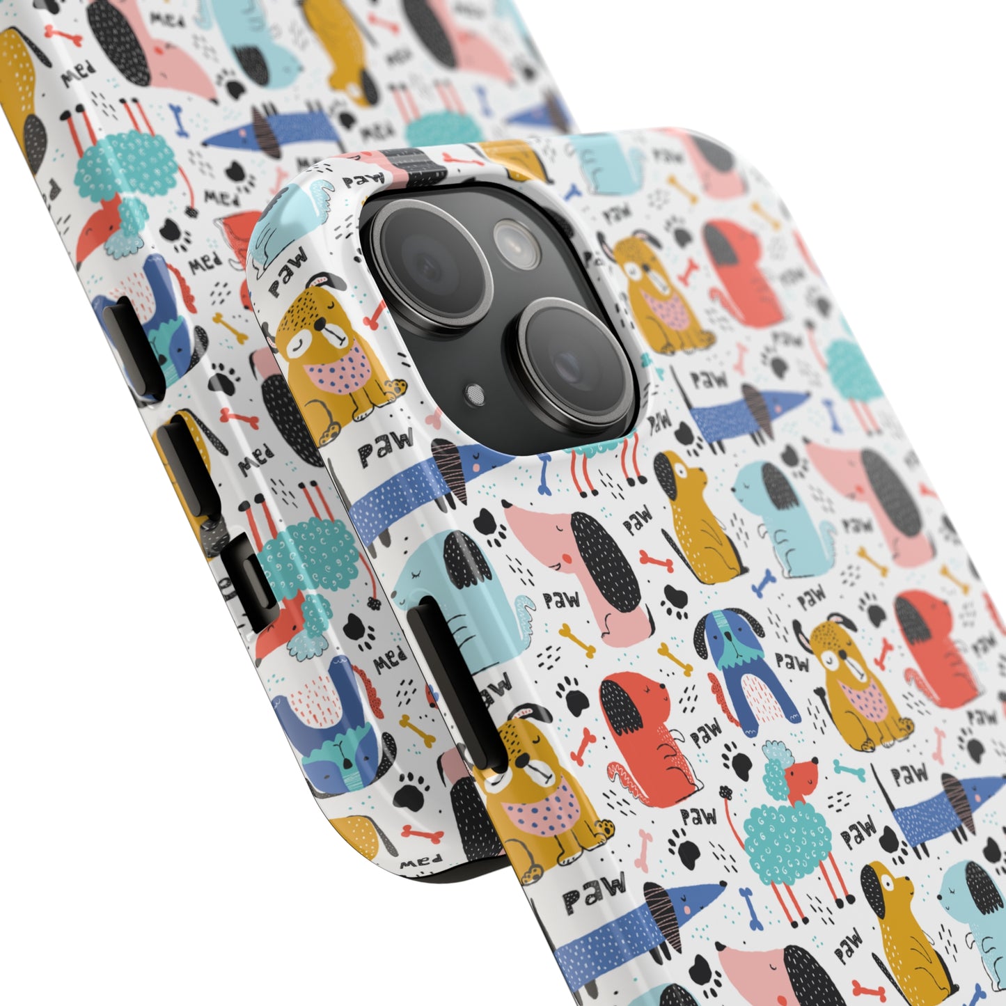 Playful Pups: Colorful Cartoon Dogs Iphone Tough Phone Case