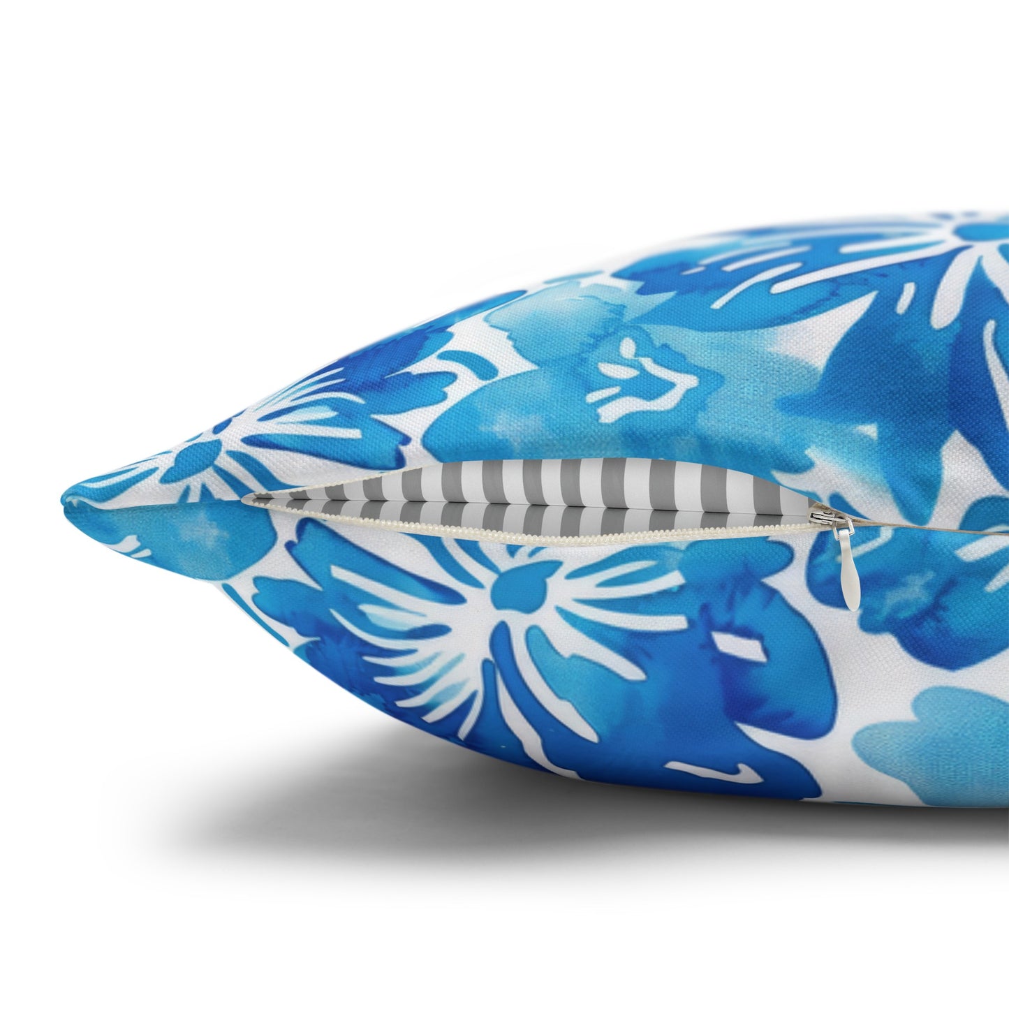 Tranquil Tropics: Soft Blue Tropical Flowers Spun Polyester Square Pillowcase 4 Sizes