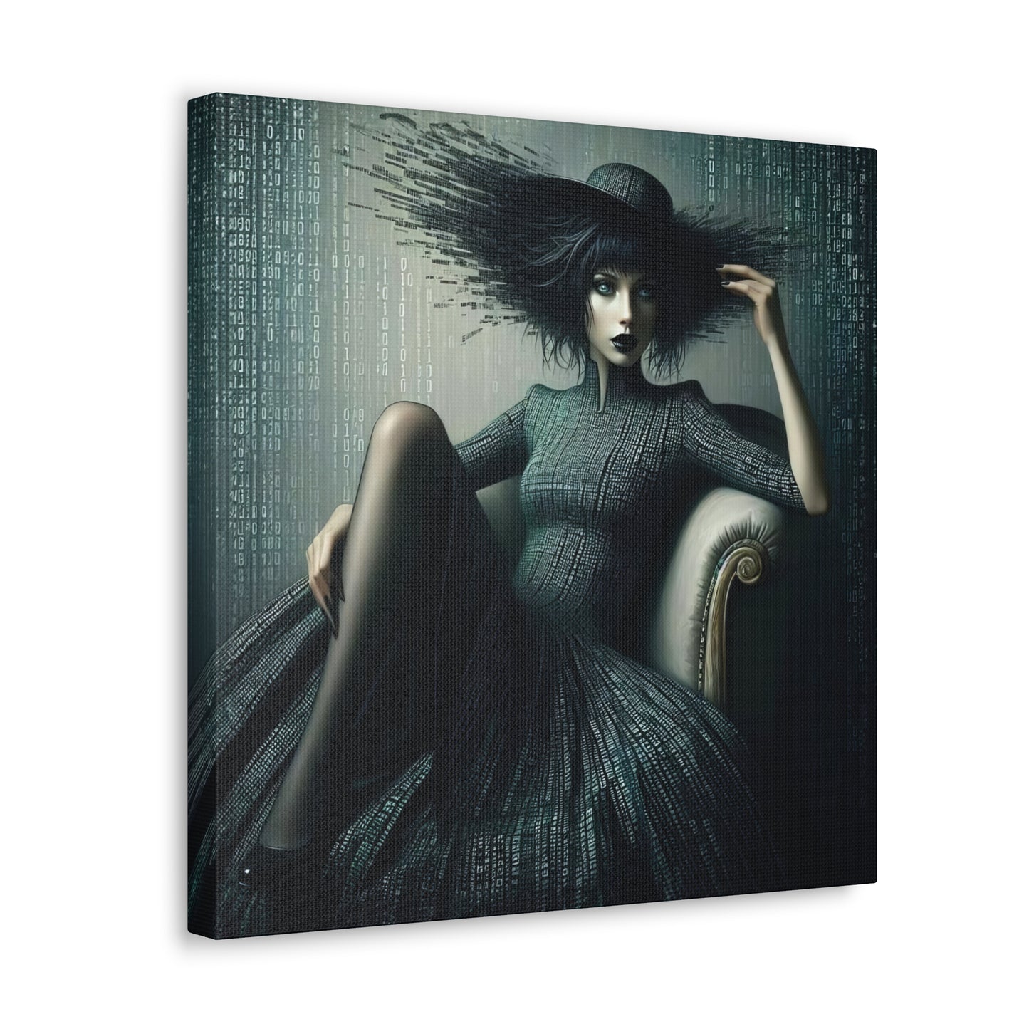 Matrix High Fashion Women Dressed in Matrix Dress and Hat Print on Canvas Gallery Wraps - 5 Sizes