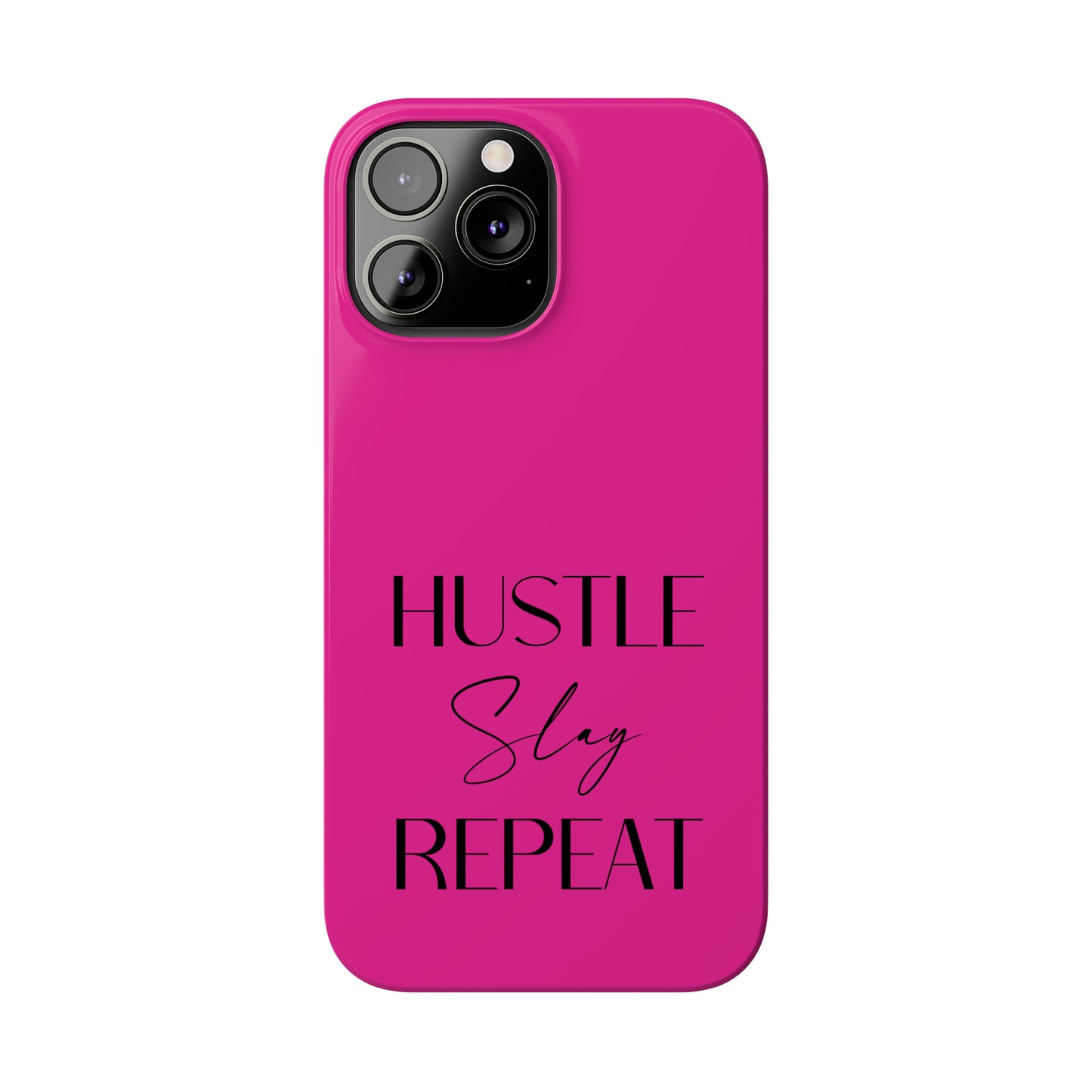 Pink & Black - Hustle Slay Repeat Iphone 15-12 Slim Phone Case