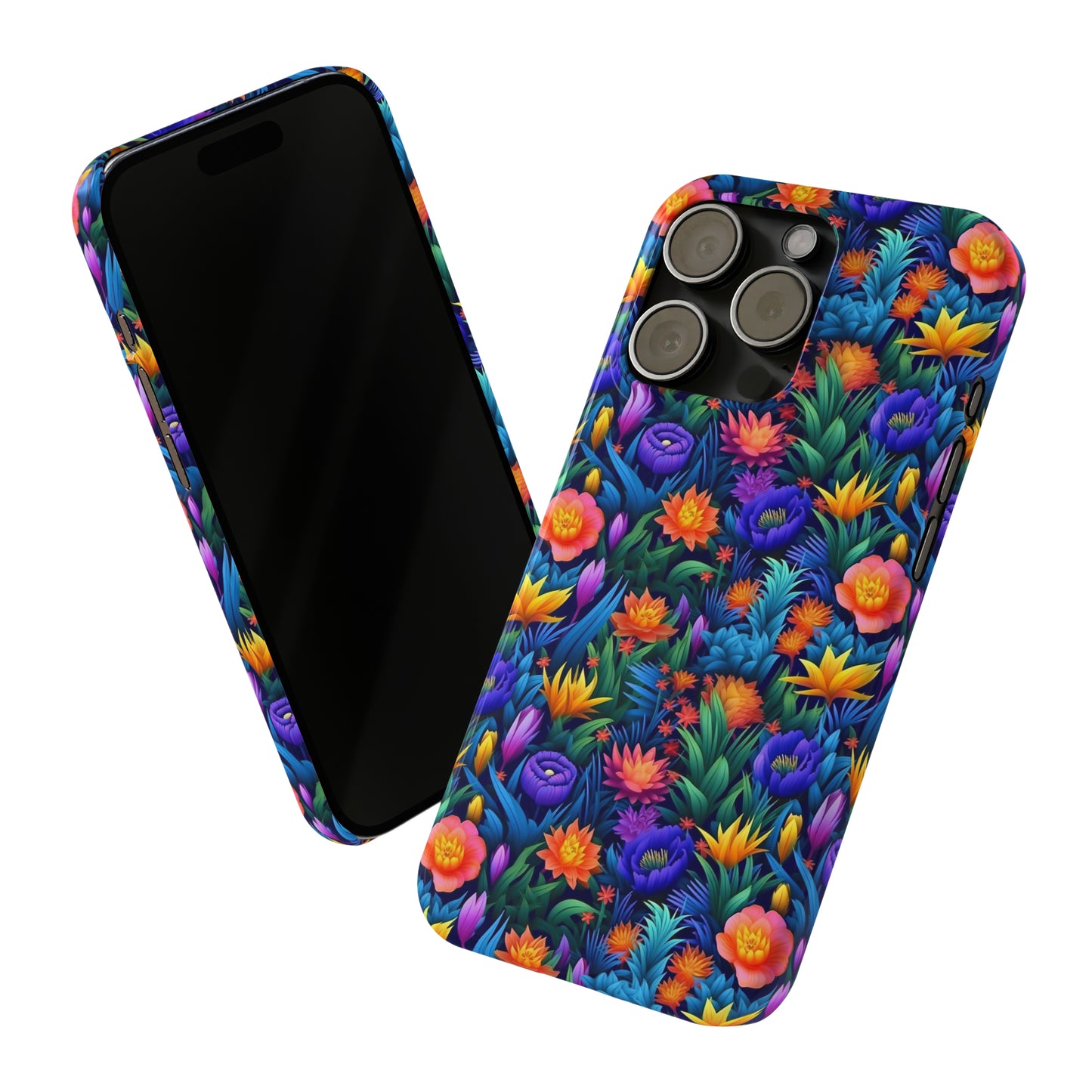 3D Tropical Bright Flowers Iphone 15-12 Slim Phone Case