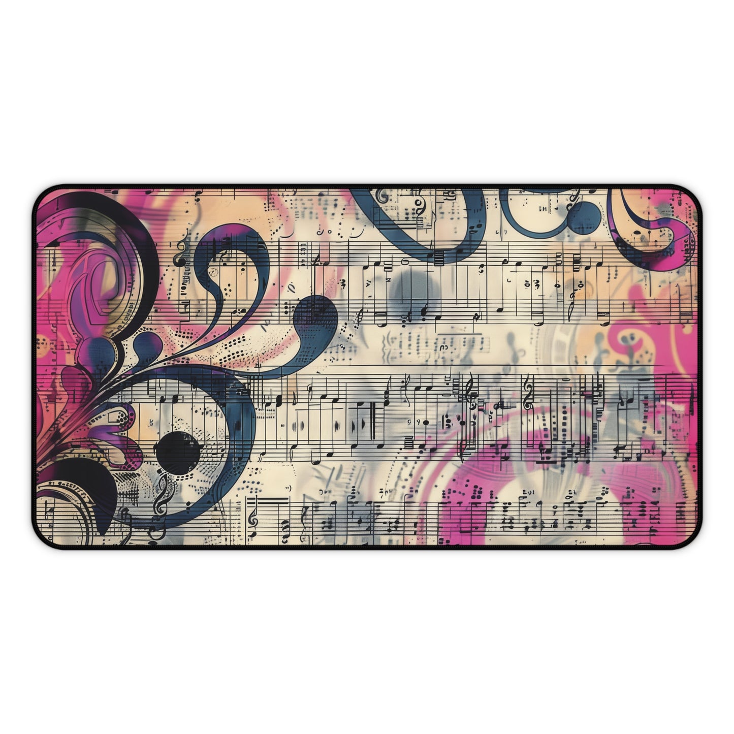 Vibrant Abstract Art with Music Notes and Swirls Extended Gaming Mouse Pad  Desk Mat  - 3 Sizes