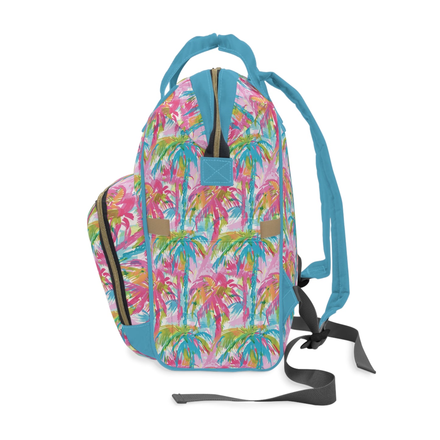 Pastel Paradise: Palm Trees in Soft Blues, Pinks, and Greens Multifunctional Diaper Backpack