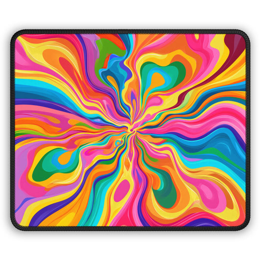 Color Rainbow Fusion Swirl Gaming Mouse Pad with Finished Edges