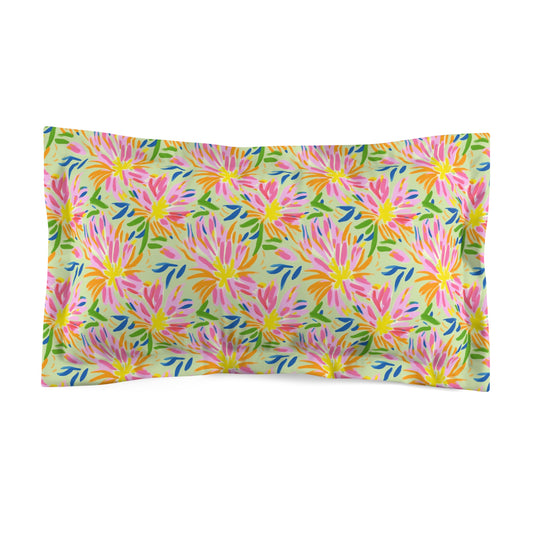 Blossoms in Bloom: Watercolor Pink and Yellow Flower Bursts - Pillow Shams 2 Sizes