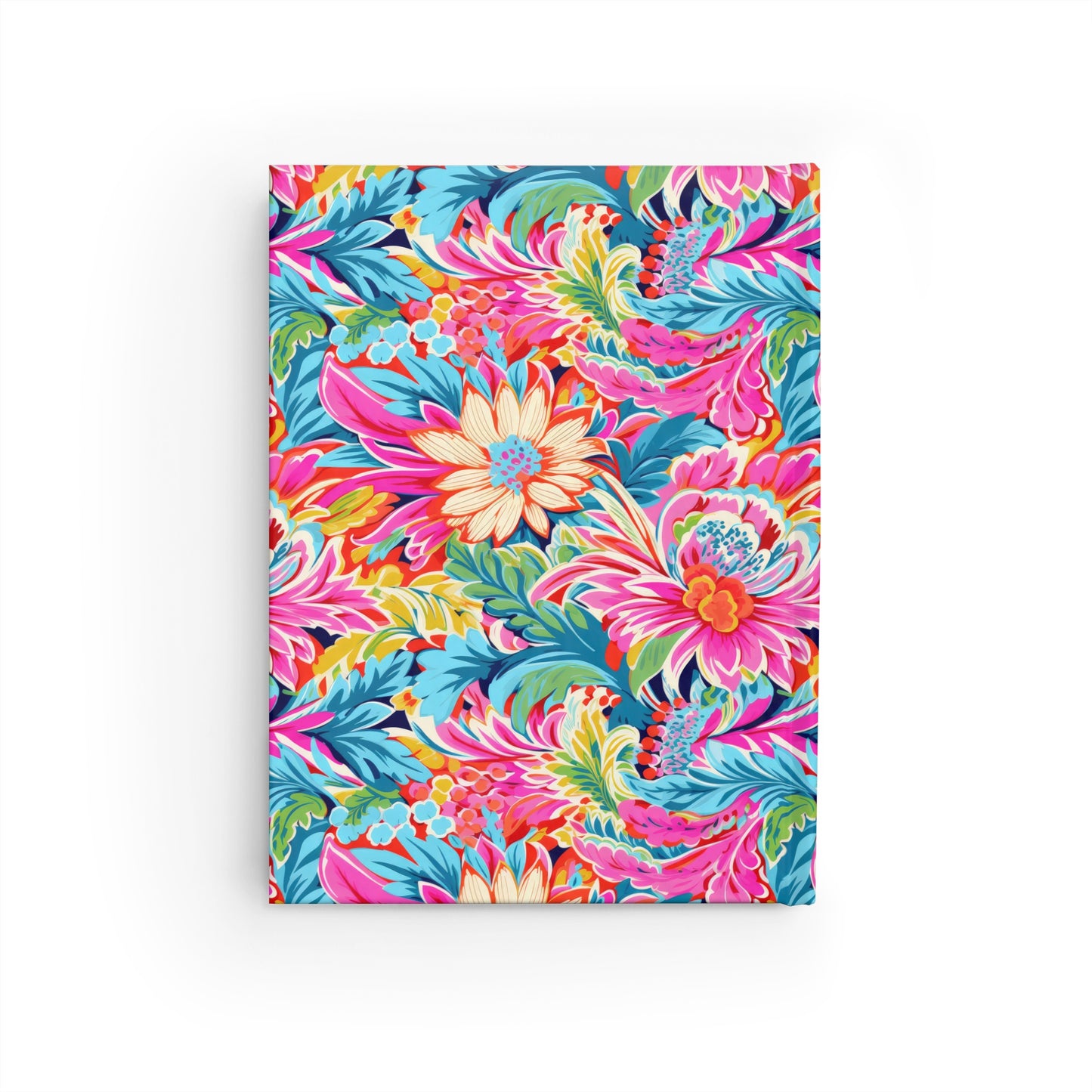 Coastal Summer Blooms: Bright Floral Watercolors in Coastal Hues Hardcover Ruled Line Journal