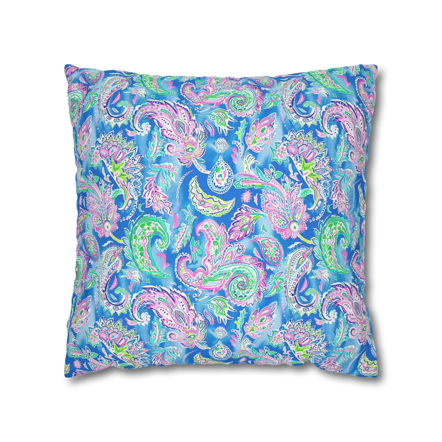 Pastel Paisley Whimsy: Delicate Design in Soft Hues Spun Polyester Square Pillowcase 4 Sizes