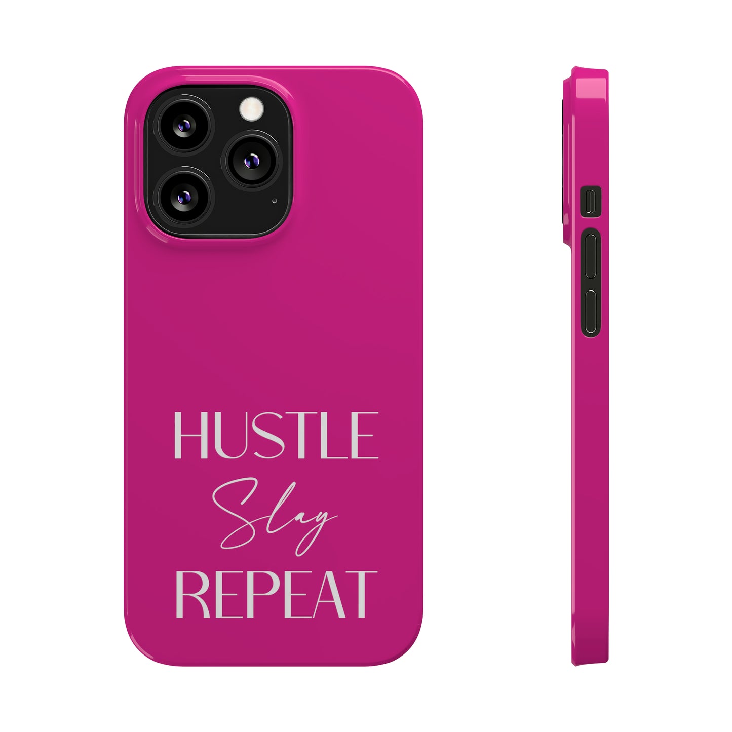 Pink - Hustle Slay Repeat Iphone 15-12 Slim Phone Case