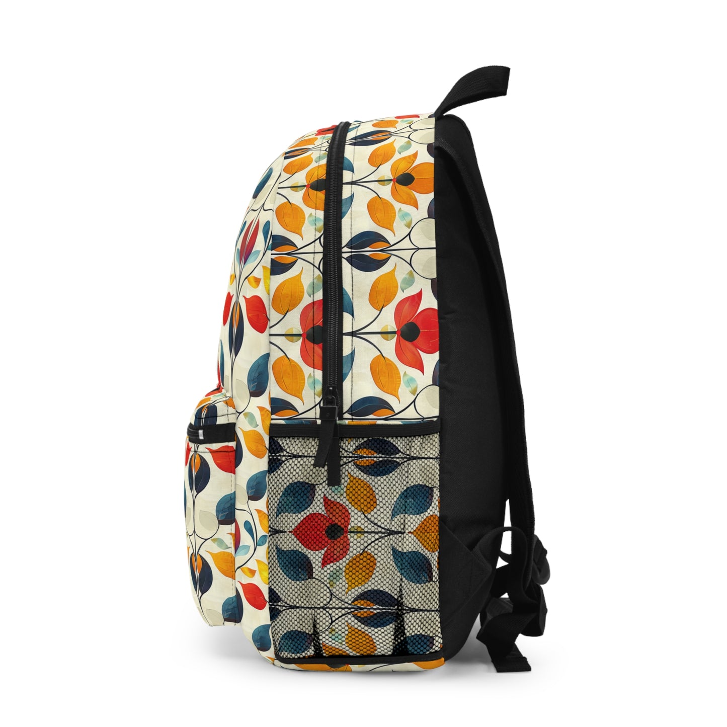 Retro Art Nouveau Vibrant Multicolored Blossoms Lightweight Stylish Durable Backpack (Made in USA)