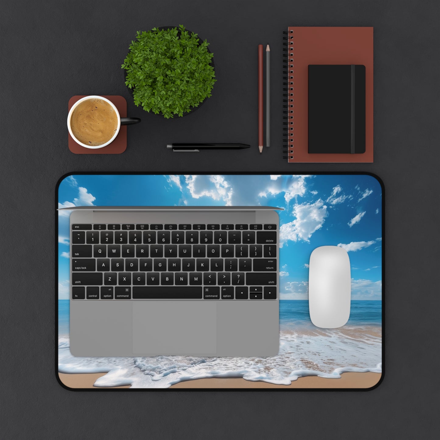 Tranquil Beachscape with Endless Blue Sky, Sparkling Ocean, and Golden Sand Extended Gaming Mouse Pad  Desk Mat  - 3 Sizes