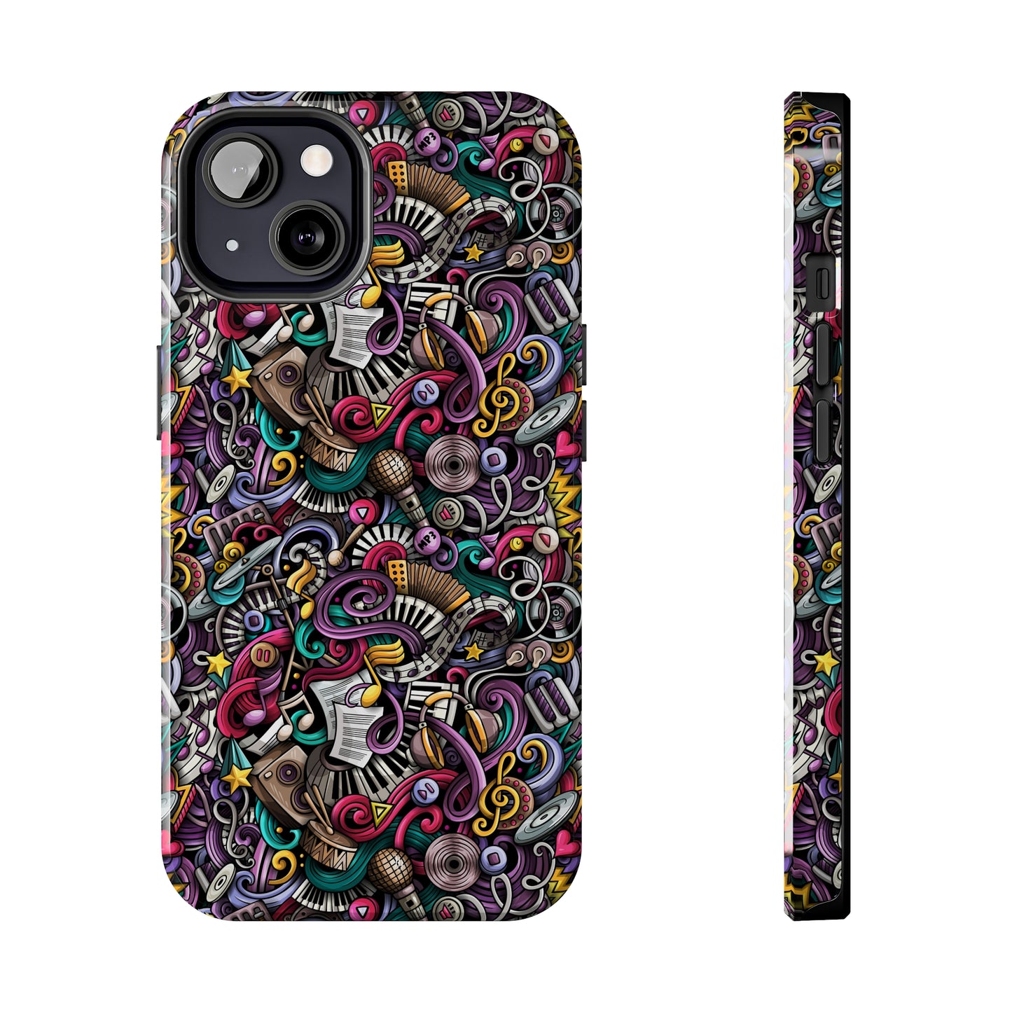 Musical Notes, Sheet Music, Swirls Cartoon Design Iphone Tough Phone Case