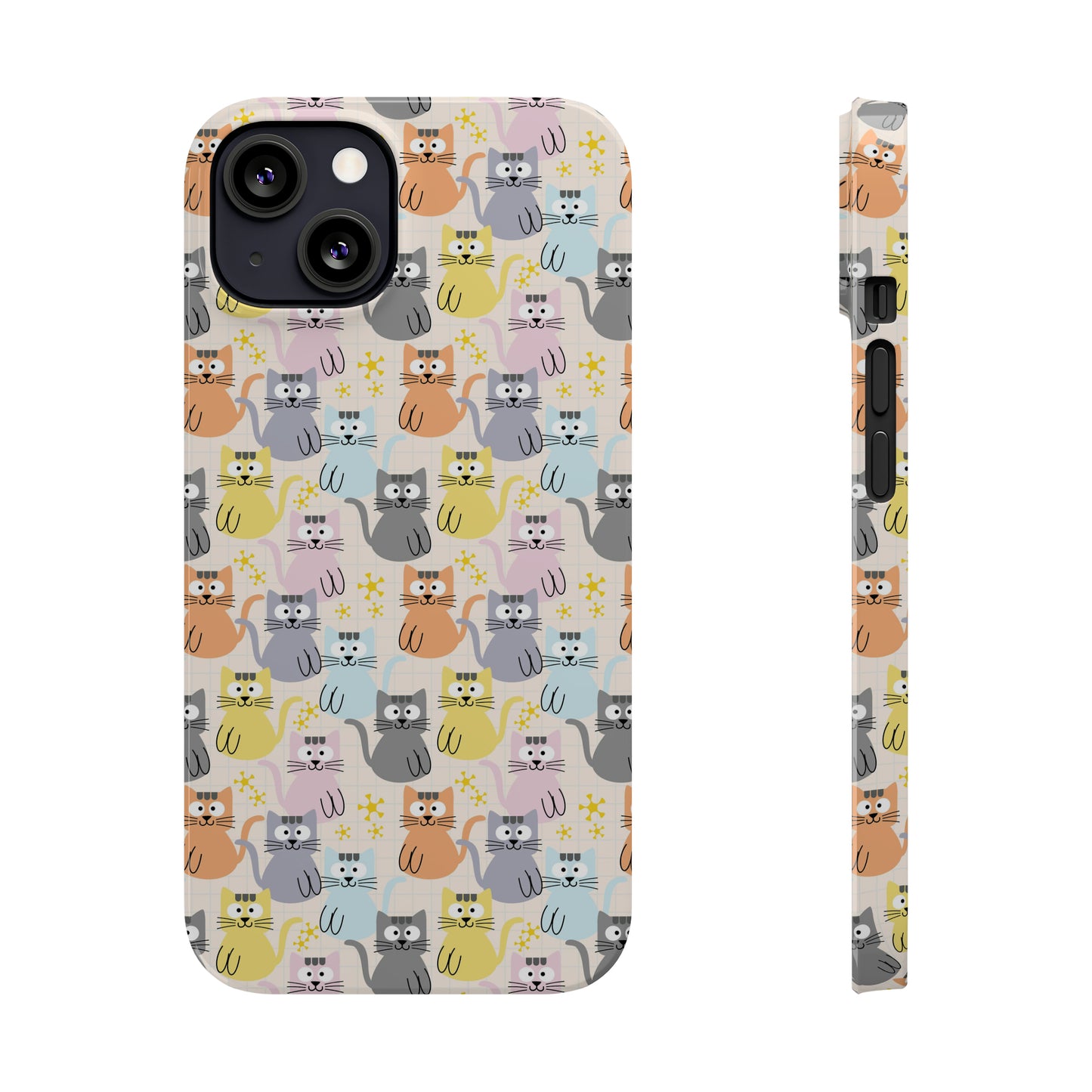 Adorable Cartoon Kitties: Pastel-Colored and Overflowing with Cuteness Iphone 15-12 Slim Phone Case