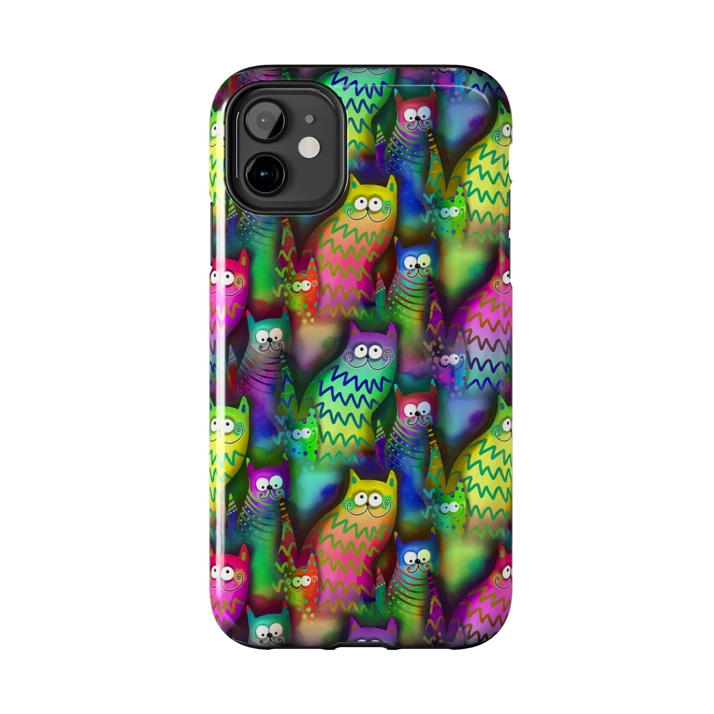 Neon Rainbow Cartoon Cats Iphone Tough Phone Case