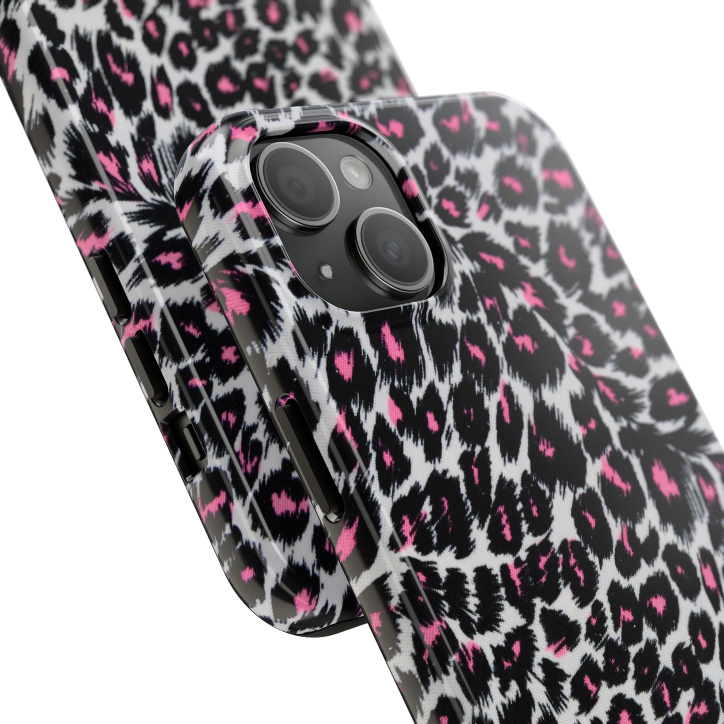 Fierce Femininity Pink and Black Leopard Print Iphone Tough Phone Case