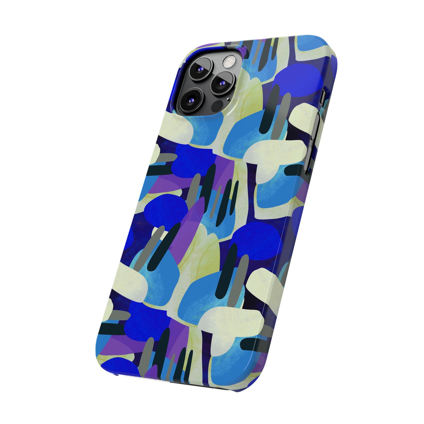 Blue, Purple and Green Abstract Design Iphone 15-12 Slim Phone Case