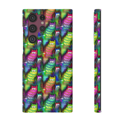 Neon Rainbow Cartoon Cats Samsung Slim Cases