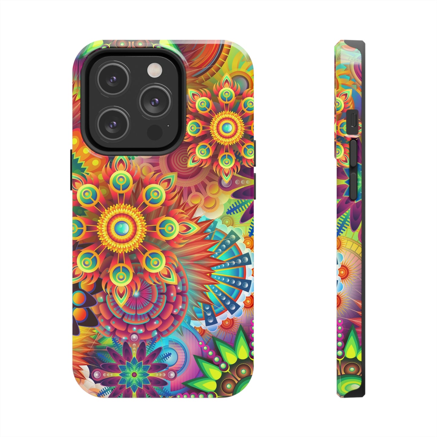 Rainbow Flower Power Design Iphone Tough Phone Case