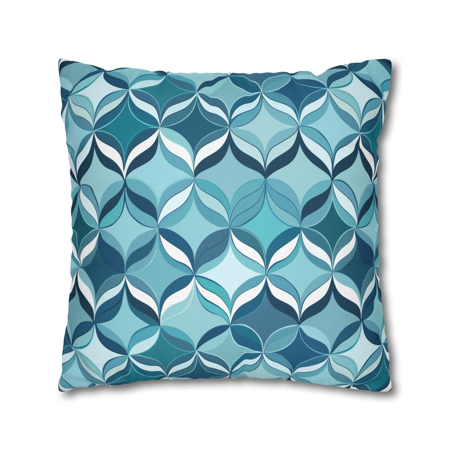 Modern Chic Aqua and Cream Geometric Pattern Spun Polyester Square Pillowcase 4 Sizes