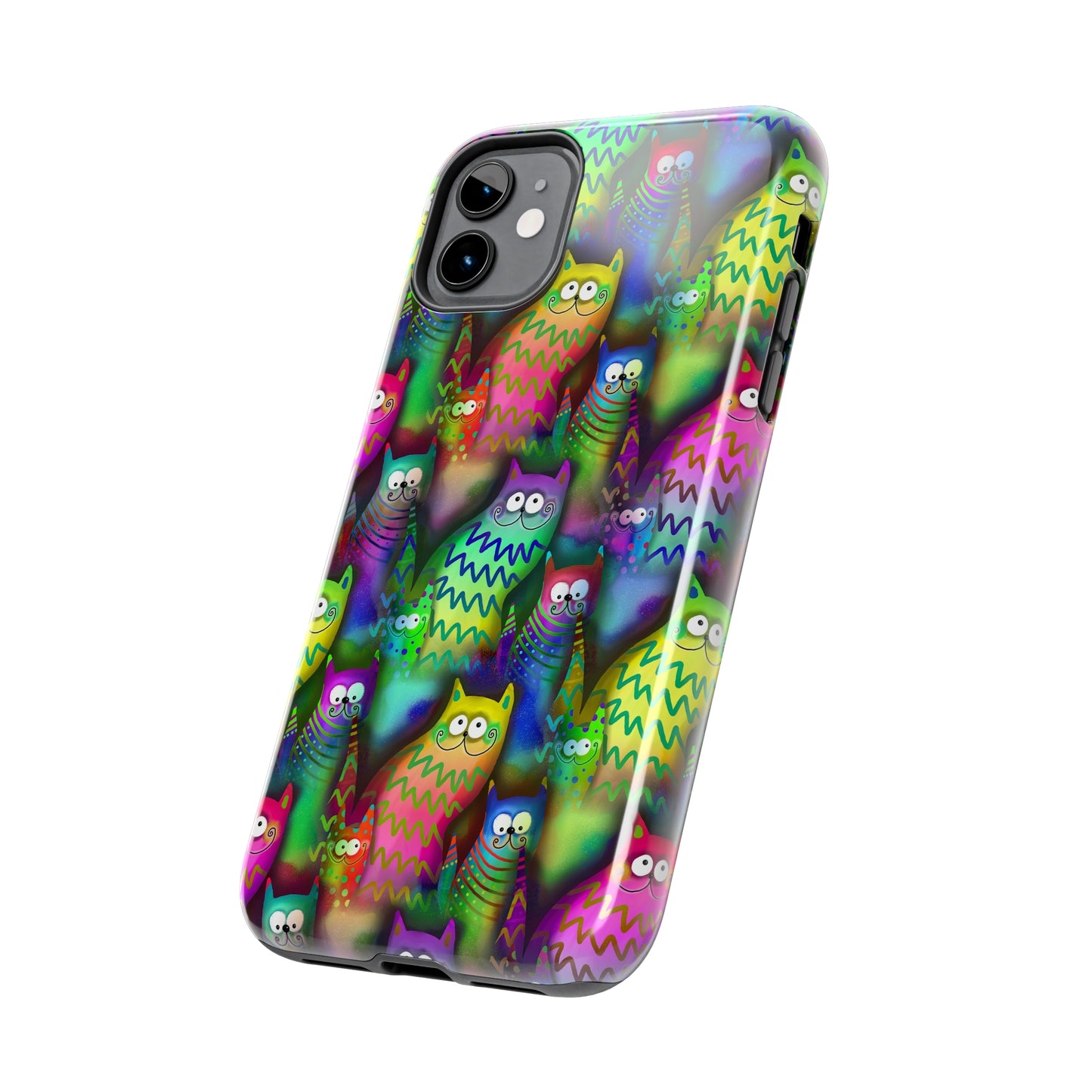 Neon Rainbow Cartoon Cats Iphone Tough Phone Case