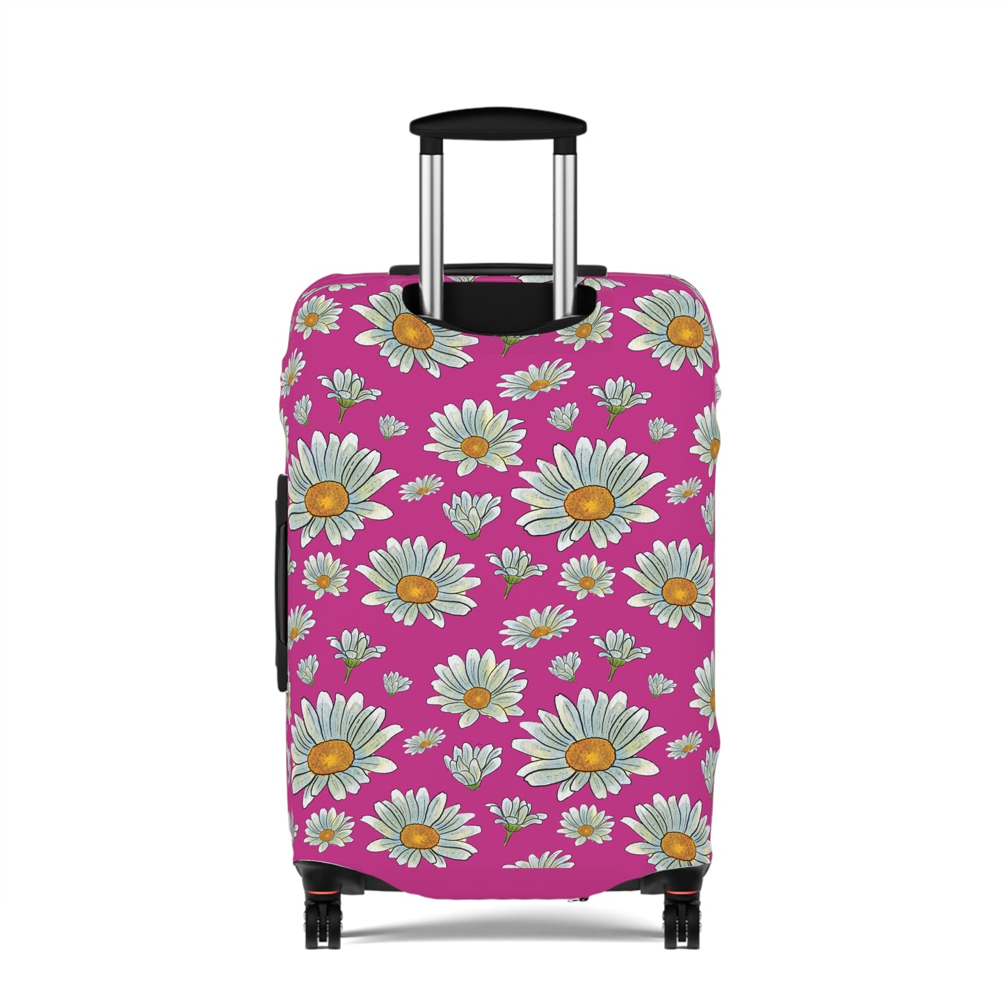 Large Watercolor Summer Daisies Blooming Against a Bold Pink Background  - Luggage Protector and Cover 3 Sizes