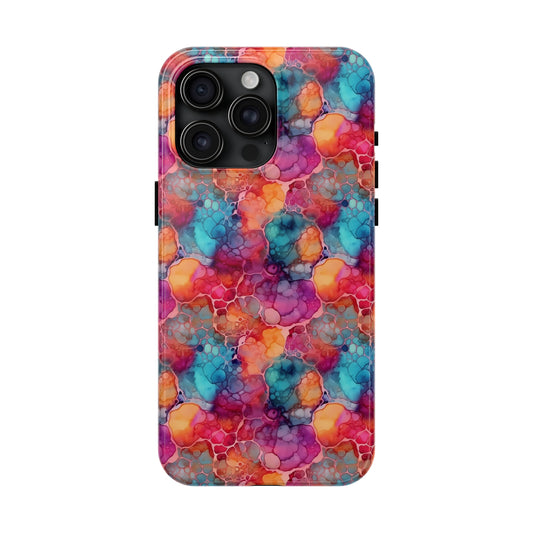 Rainbow Alcohol Ink Design Iphone Tough Phone Case