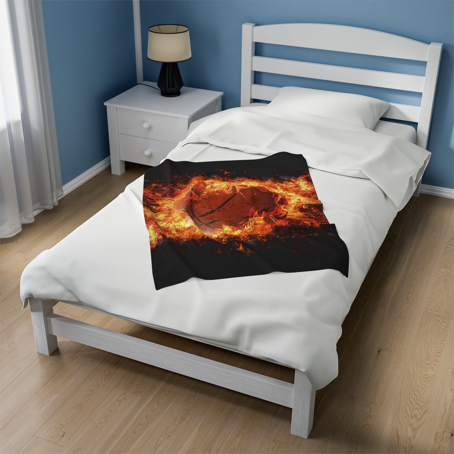 Fiery Basketball Velveteen Plush Blanket 3 Sizes