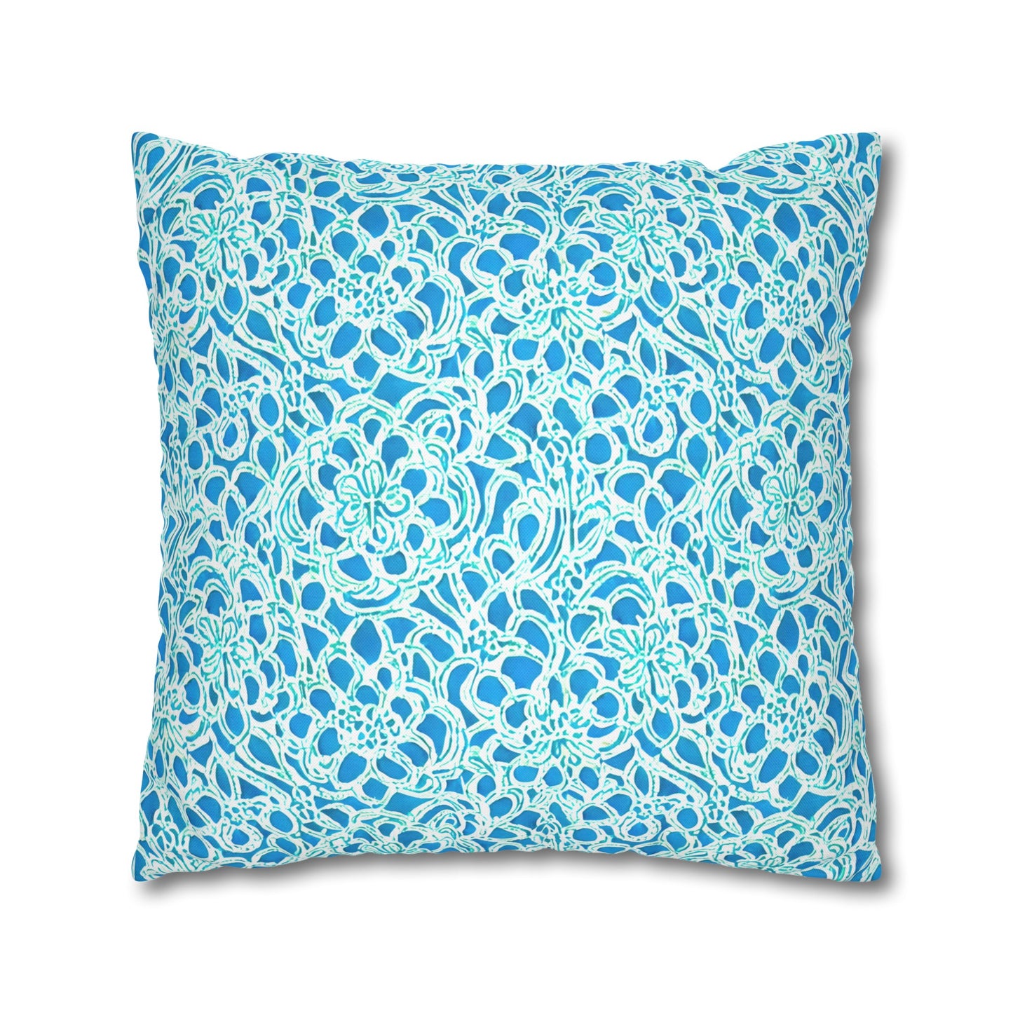 Luminous Swirls: Abstract Watercolor Floral Patterns in Lime Green and Blue Spun Polyester Square Pillowcase 4 Sizes