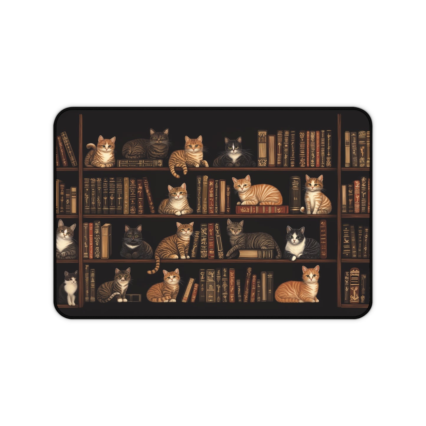 Cozy Bookshelf Cats Extended Gaming Mouse Pad Desk Mat  - 3 Sizes