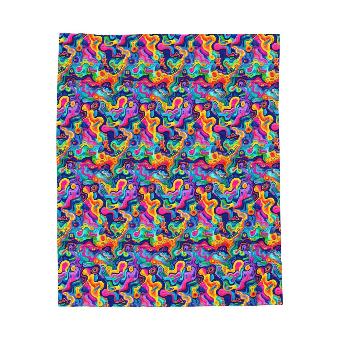 Vibrant Dreamscape of Psychedelic Paper Cut-Out Waves in Vivid Colors Velveteen Plush Blanket 3 Sizes