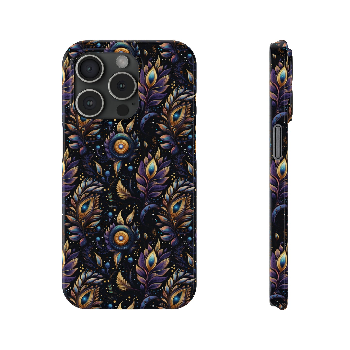 Mystical Enchanted Leaves and Celestial Stars Iphone 15-12 Slim Phone Case