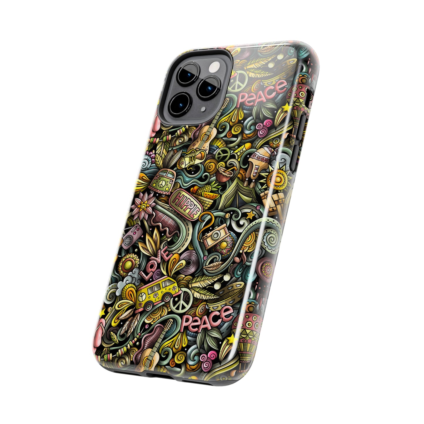 Peace, Love & VW Fun Cartoon Design Iphone Tough Phone Case