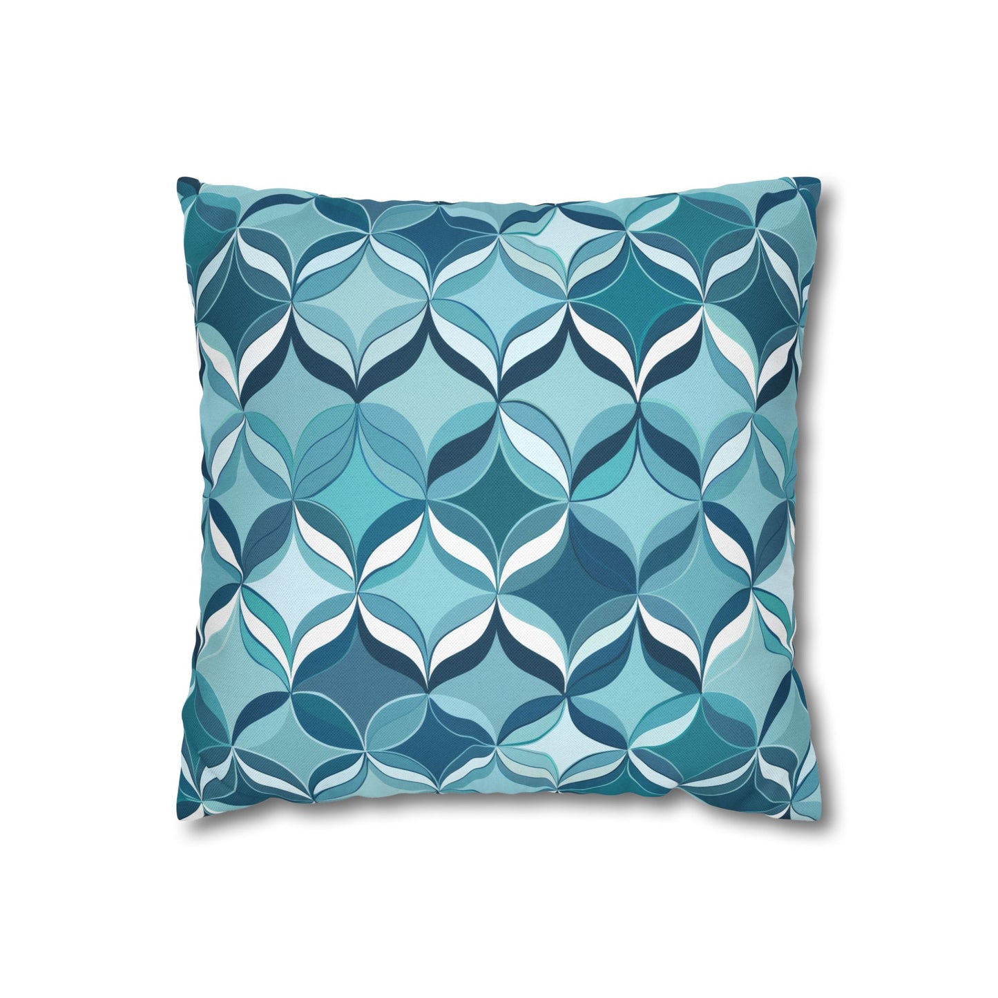 Modern Chic Aqua and Cream Geometric Pattern Spun Polyester Square Pillowcase 4 Sizes