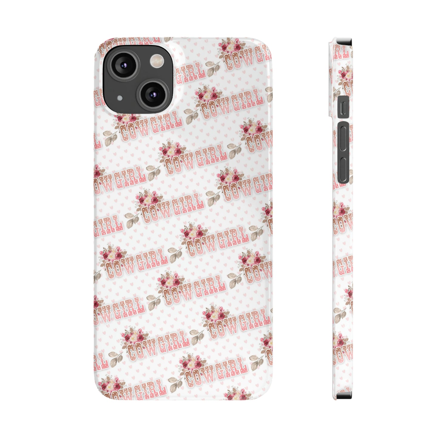 Pink Cowgirl and Flowers Iphone 15-12 Slim Phone Case