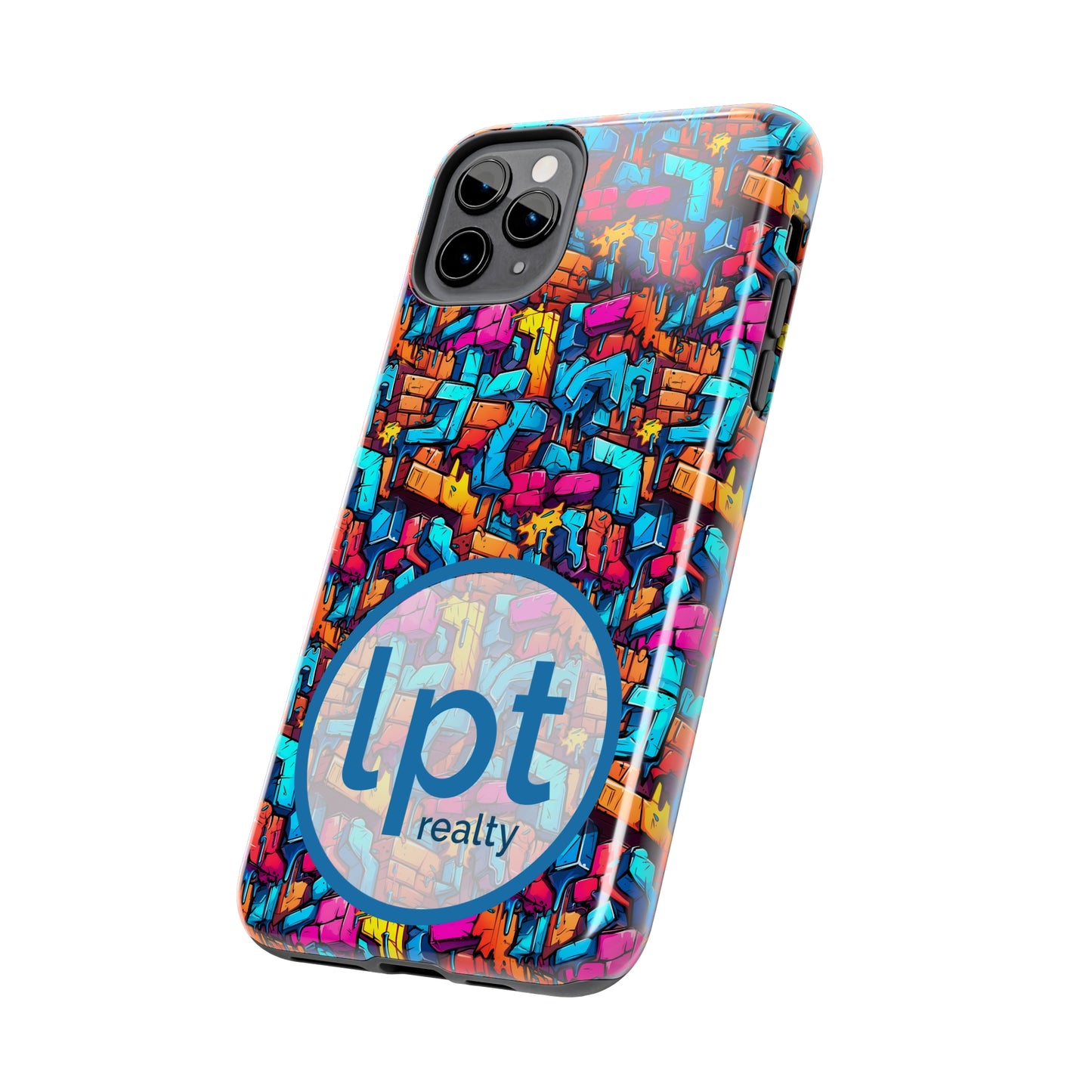 LPT Realty Logo -  3D Rainbow Colored Graphic Blocks Design Iphone Tough Phone Case