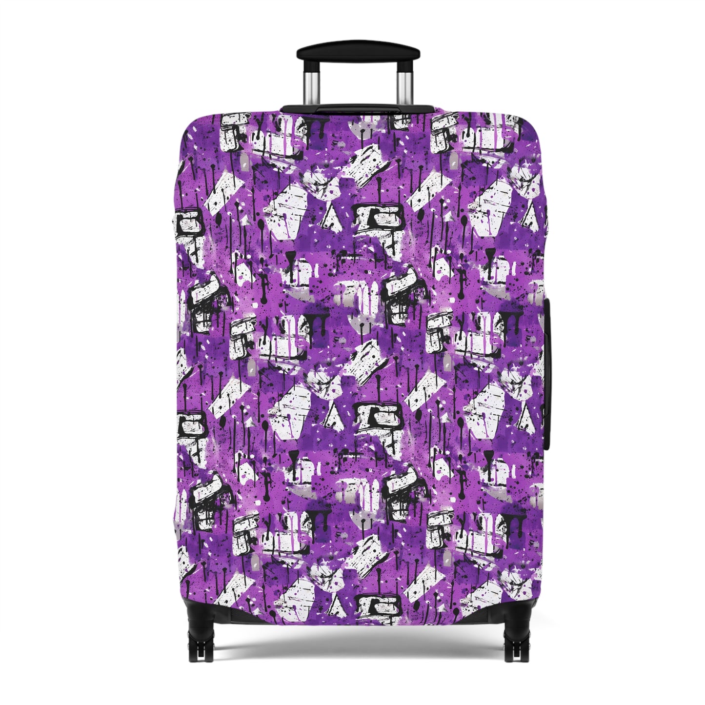 Black, White and Purple Graffiti Abstract Art  - Luggage Protector and Cover 3 Sizes