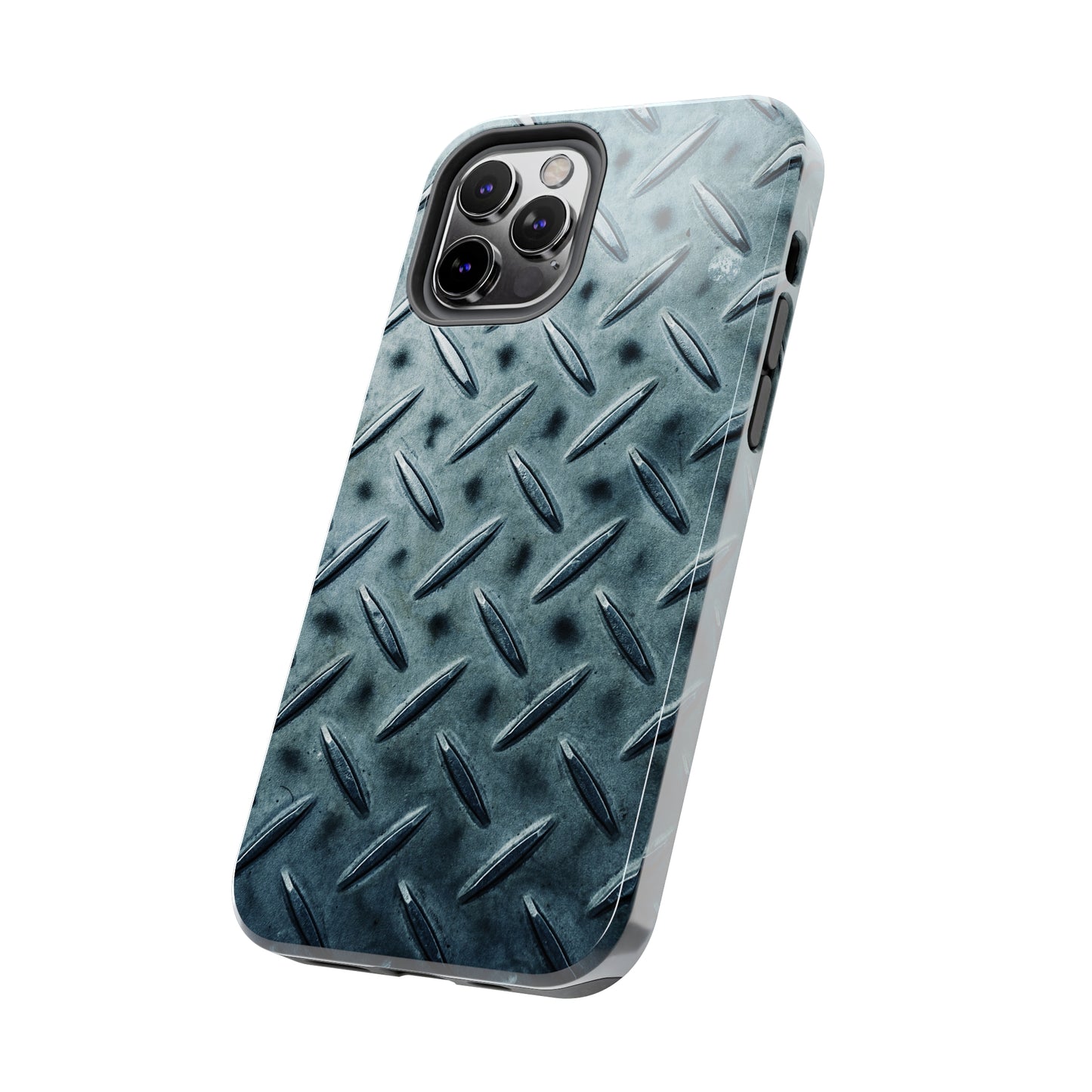 Blue Steel Diamond Plate Design Iphone Tough Phone Case