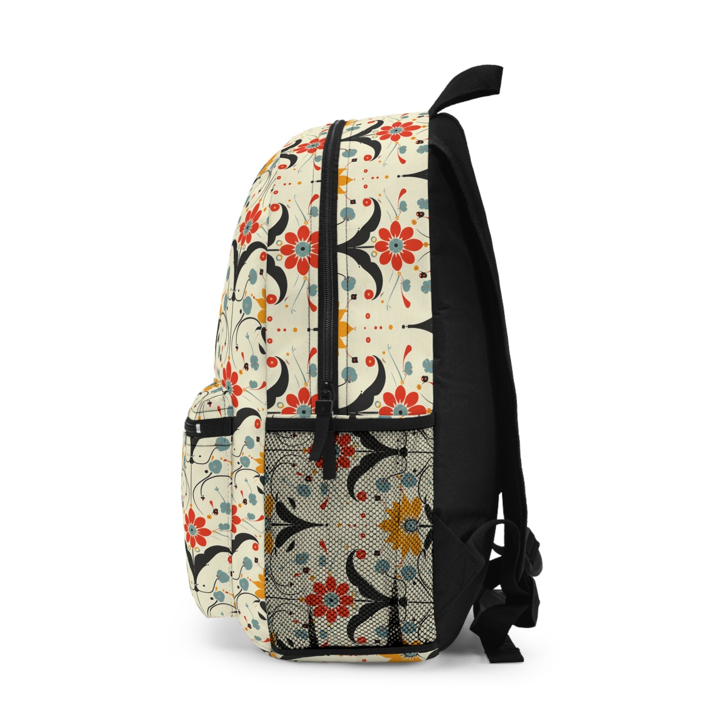 Whimsical Retro Garden in Muted Yellow, Red and Blues Lightweight Stylish Durable Backpack (Made in USA)