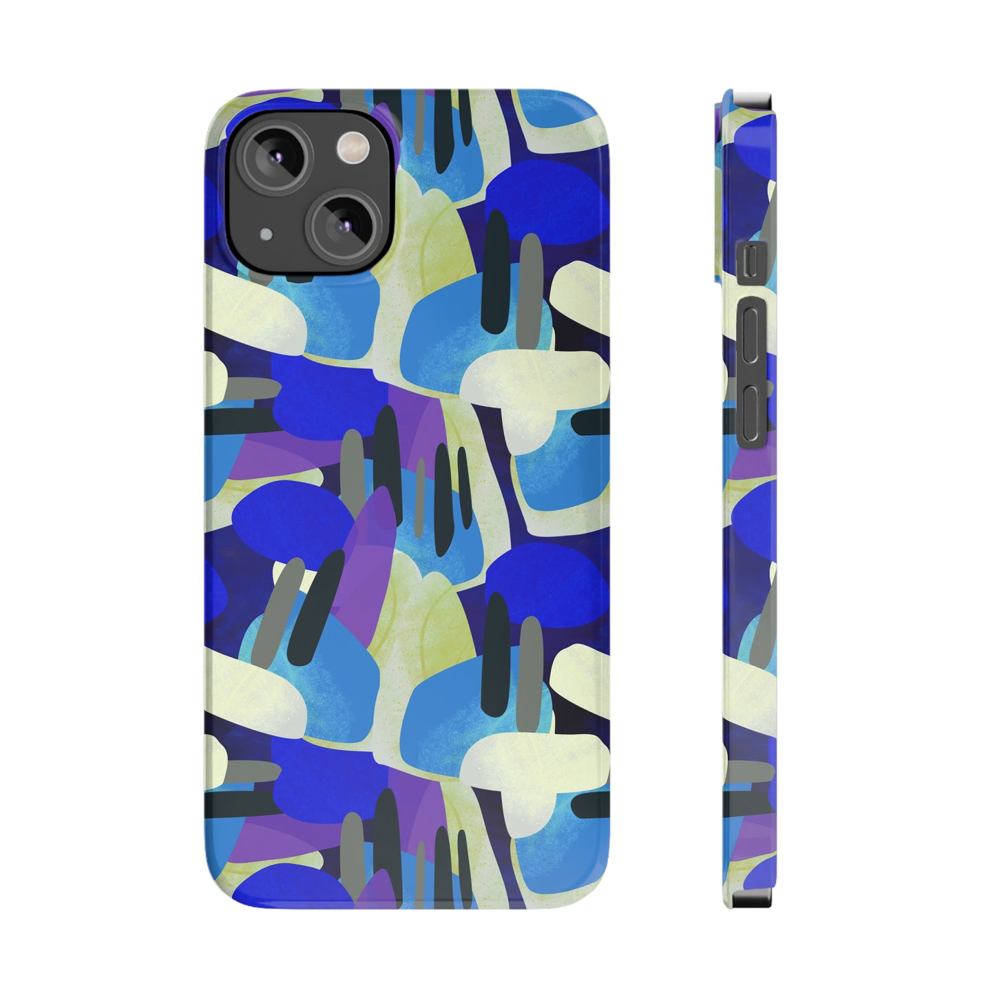 Blue, Purple and Green Abstract Design Iphone 15-12 Slim Phone Case