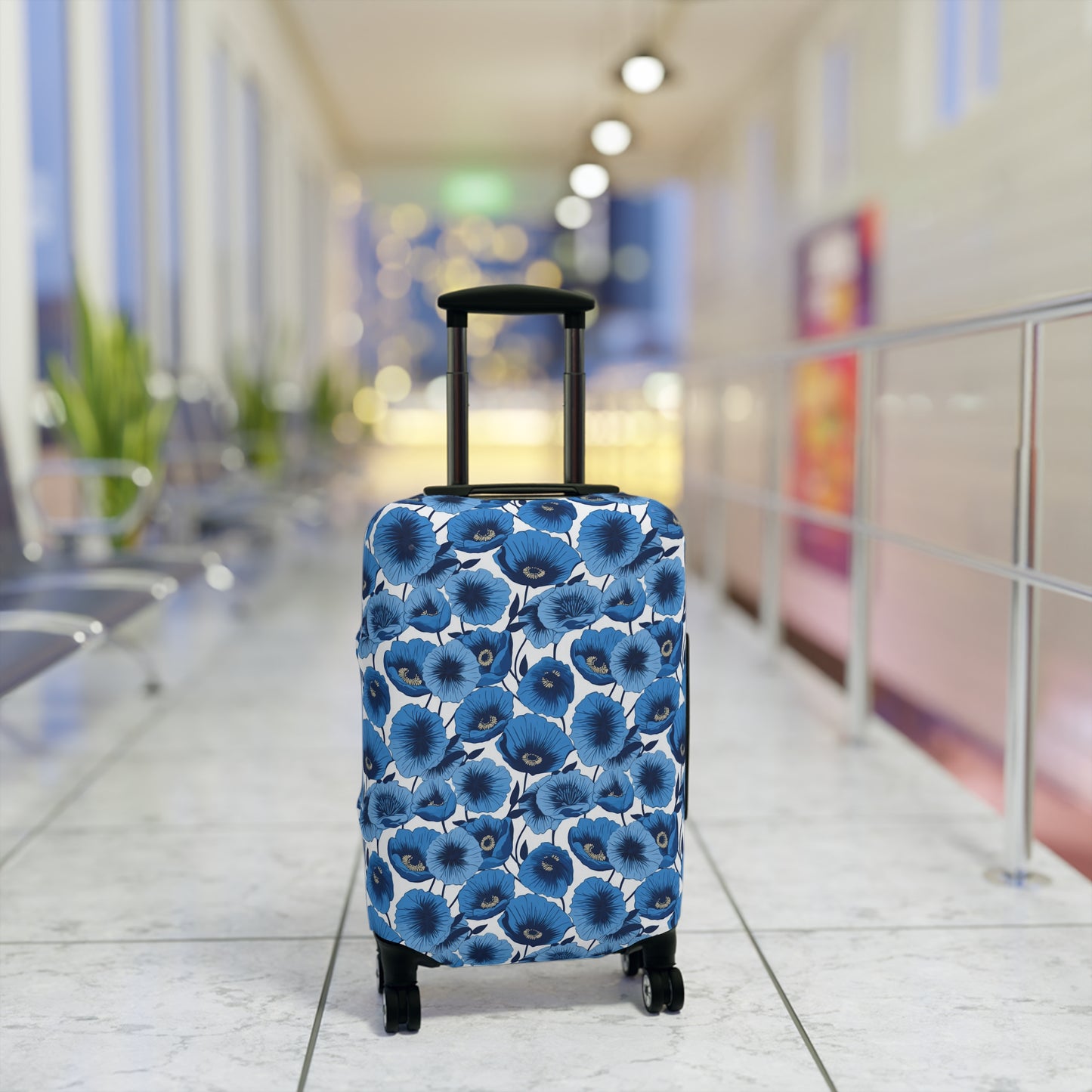 Vivid Blooms Bright Blue Poppies Design  - Luggage Protector and Cover 3 Sizes