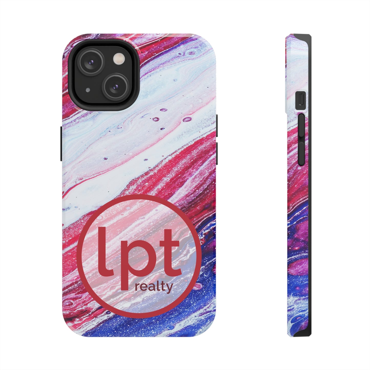 LPT Realty Logo -  Red White and Blue Alcohol Ink Design Iphone Tough Phone Case